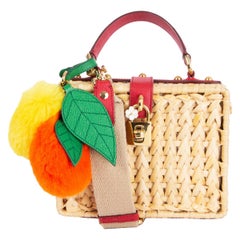 DOLCE & GABBANA beige & red WICKER Shoulder Bag w LAPIN CHARM