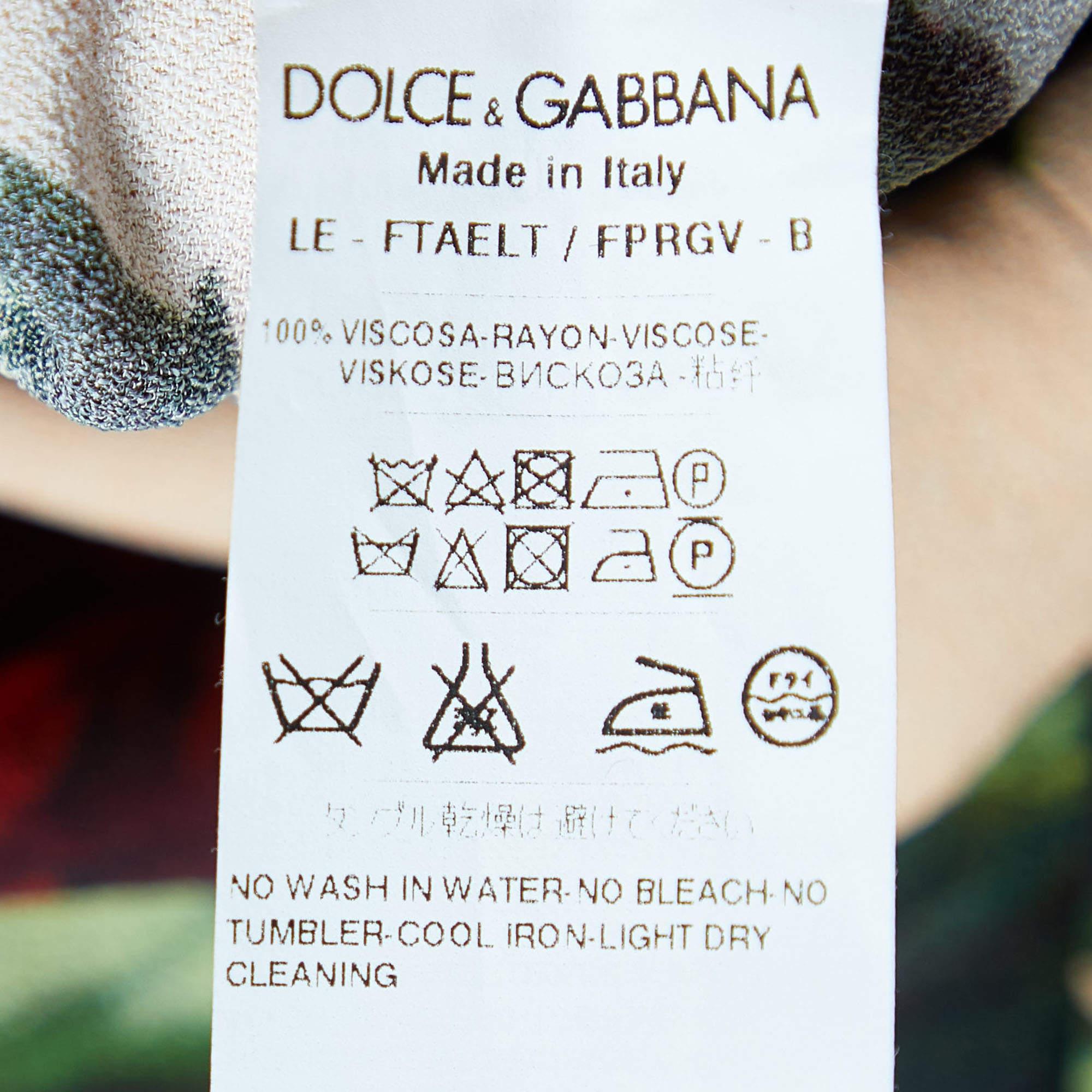 Women's Dolce & Gabbana Beige Rose Printed Crepe & Lace Cami Top & Pants Set L