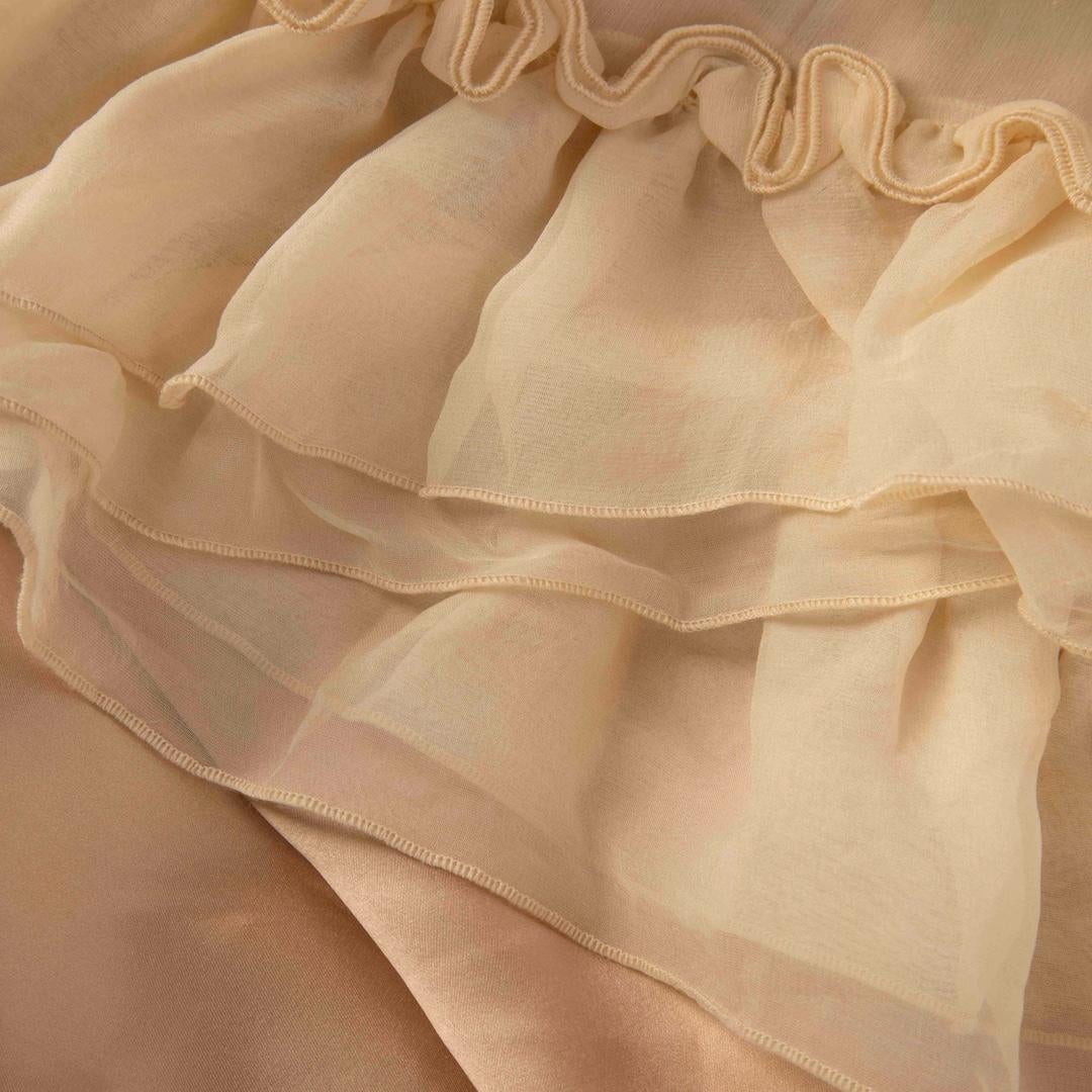 Women's Dolce & Gabbana Beige Ruffle Trimmed Midi Dress Size S For Sale