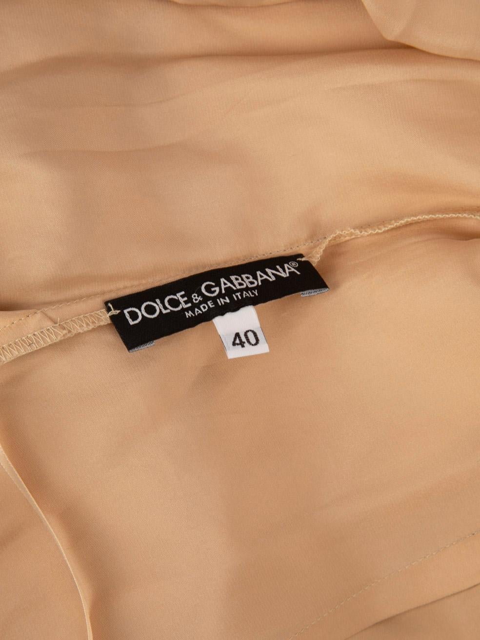 Dolce & Gabbana Beige Ruffle Trimmed Midi Dress Size S For Sale 3