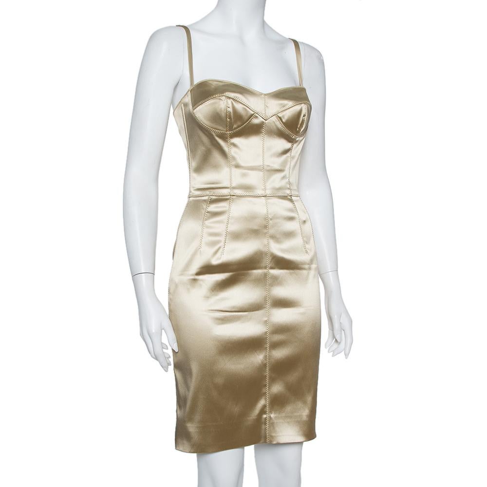 beige satin dress