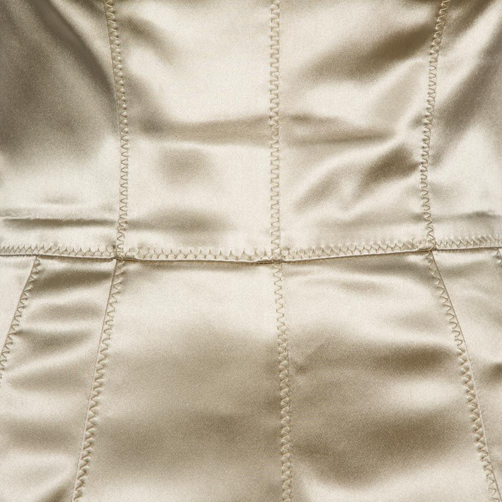 Dolce & Gabbana Beige Satin Bustier Dress S In Good Condition In Dubai, Al Qouz 2