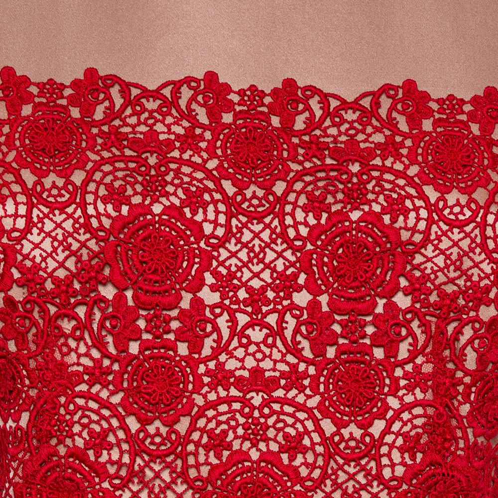 Women's Dolce & Gabbana Beige Satin Lace Trim Detail Sleeveless Mini Dress M For Sale