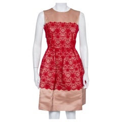 Dolce & Gabbana Beige Satin Lace Trim Detail Sleeveless Mini Dress M