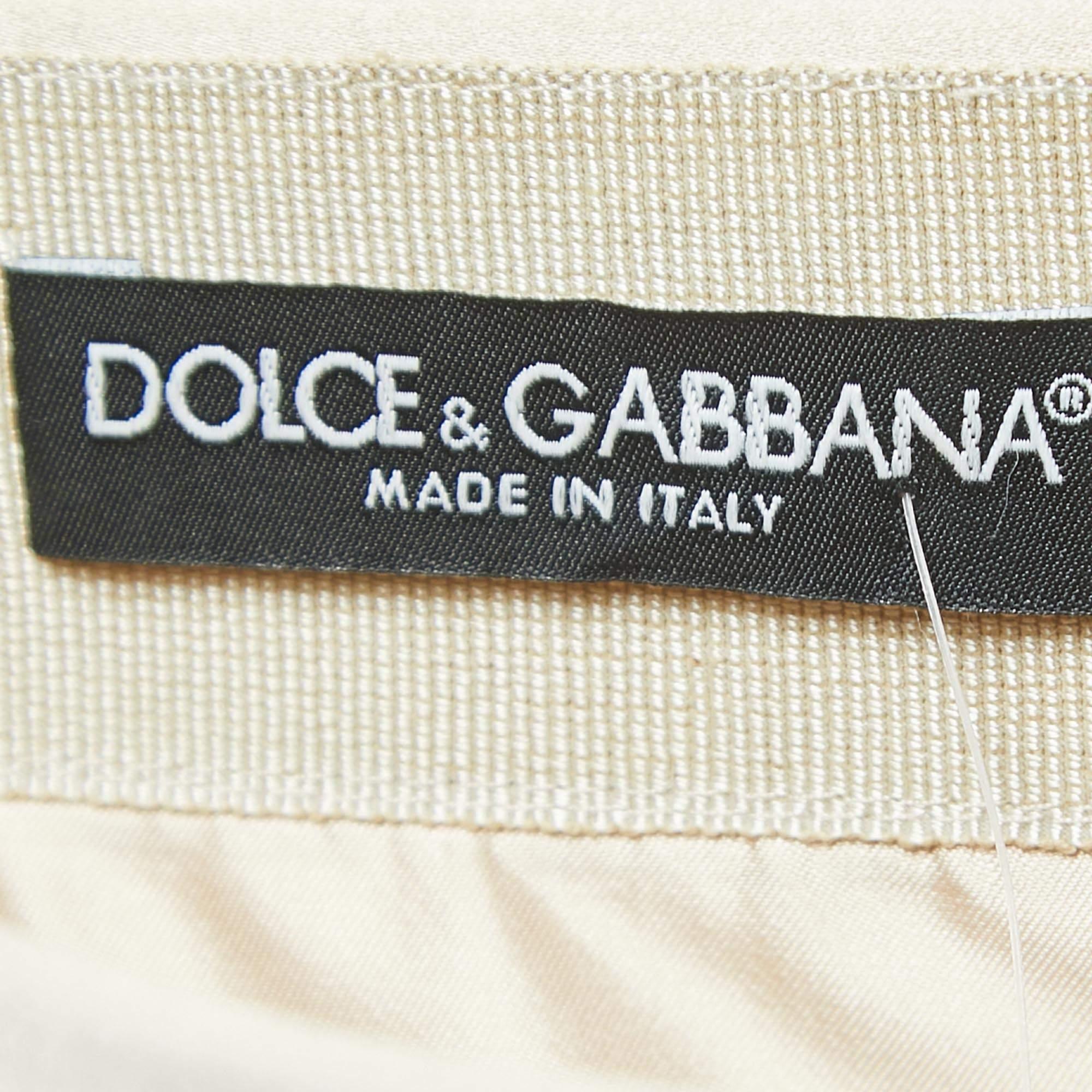 Women's Dolce & Gabbana Beige Satin Mini Skirt XS For Sale