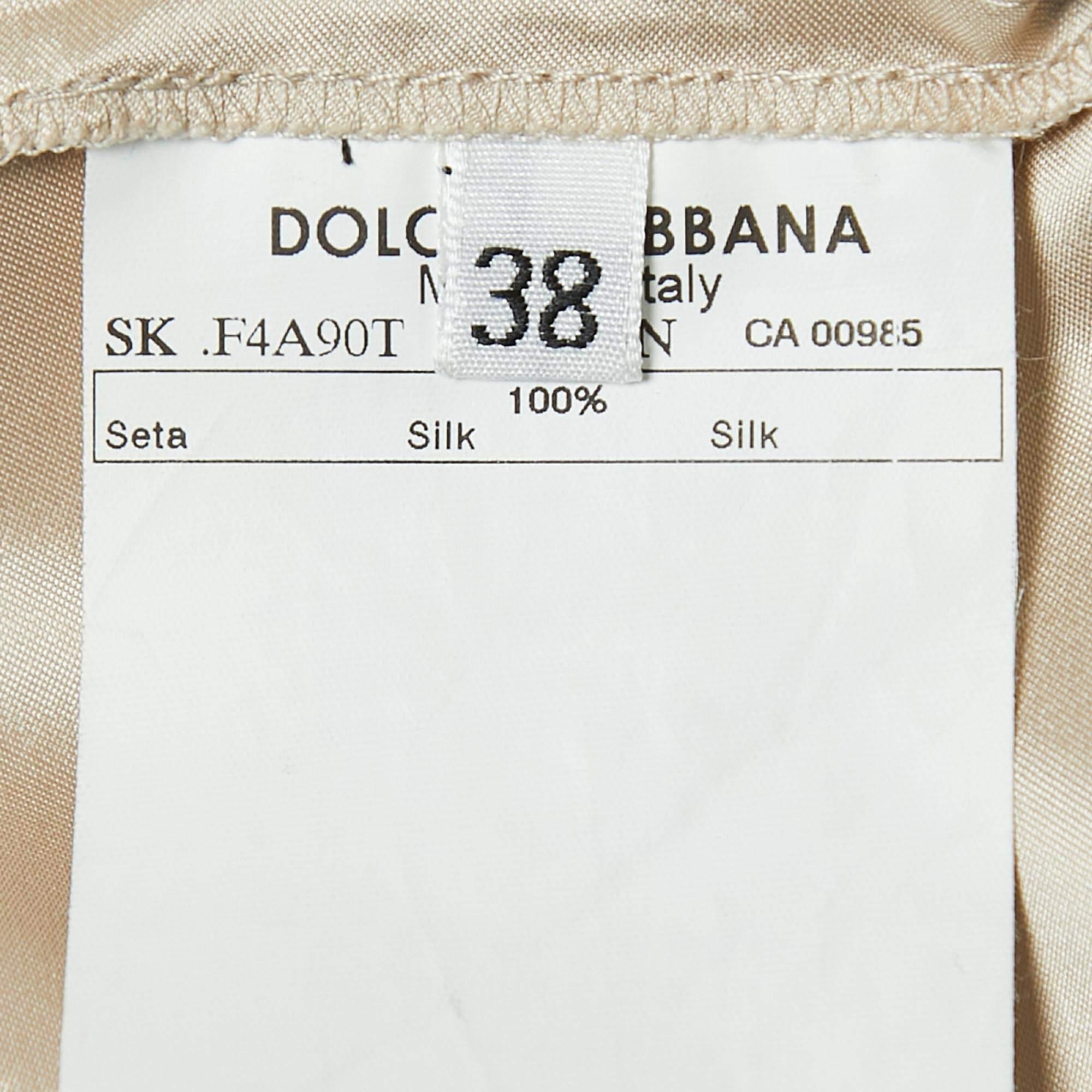 Dolce & Gabbana Beige Satin Mini Skirt XS For Sale 2