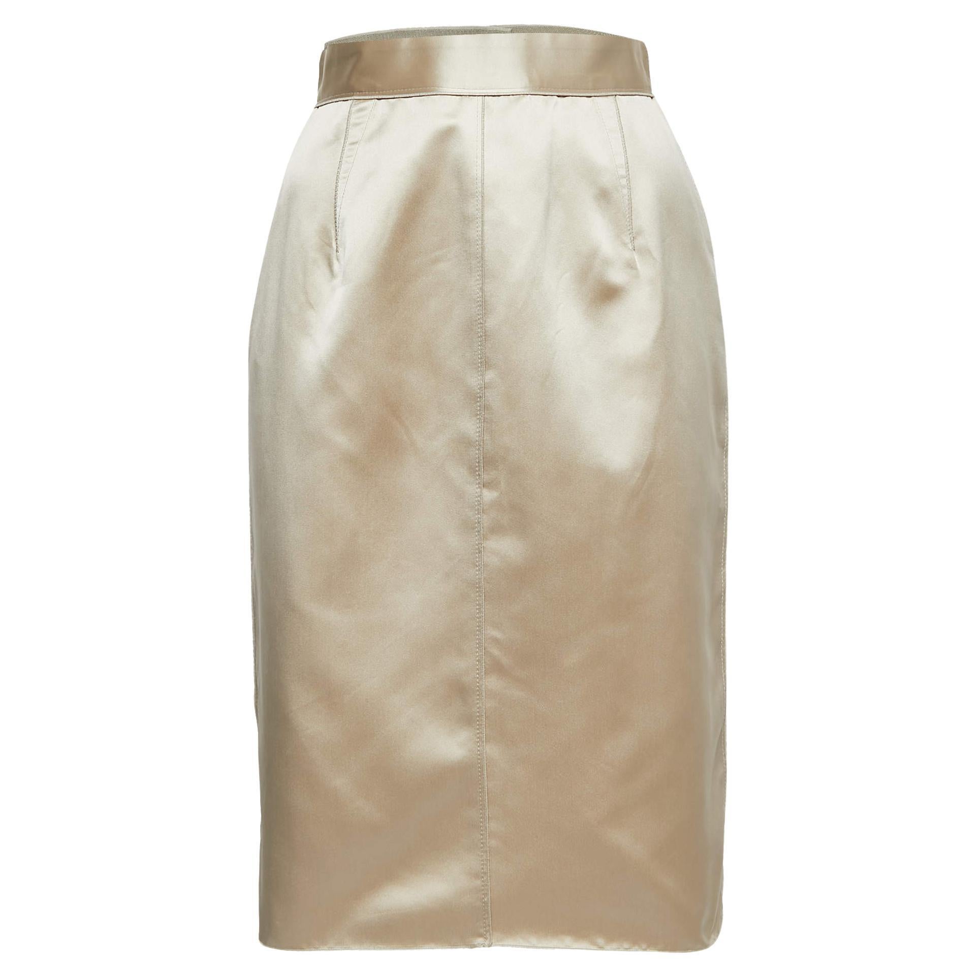 Dolce & Gabbana Beige Satin Mini Skirt XS For Sale