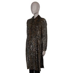 DOLCE & GABBANA beige silk 1999 SEQUIN LEOPARD Shirt Dress 44 L