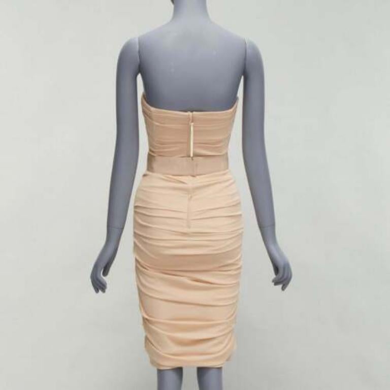 Women's DOLCE GABBANA beige silk ruched strapless corsetted dress IT40 S
