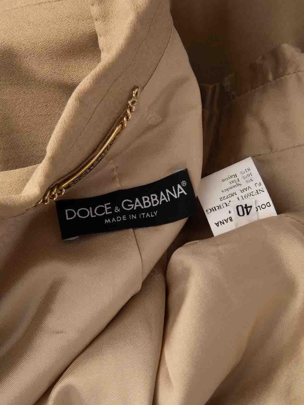 Dolce & Gabbana Beige Single Breasted Tailored Blazer Jacket Size S For Sale 4