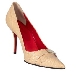 Dolce & Gabbana Beige Snakeskin Pointed Logo Heels Size IT 40