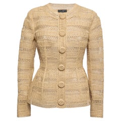 Used Dolce & Gabbana Beige Straw Structured Button Front Jacket M