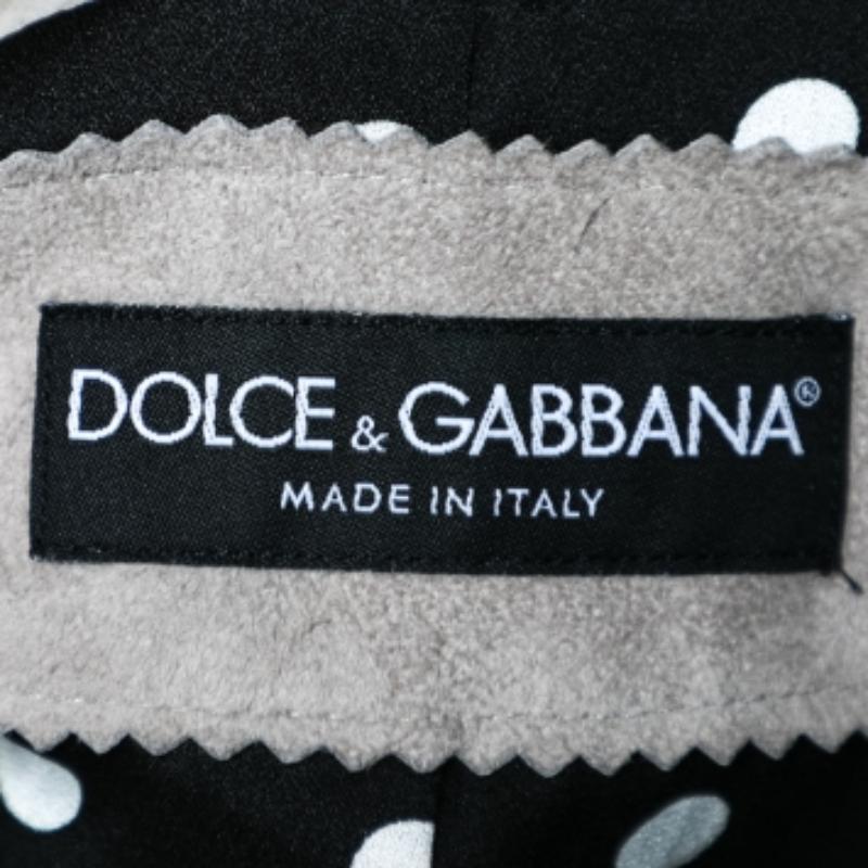 Dolce & Gabbana Beige Suede & Lace Trim Button Front Blouson Jacket M en vente 2