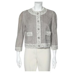 Dolce & Gabbana Chaqueta blusón beige de ante y encaje con botones delante M