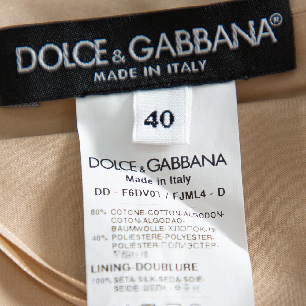 Dolce & Gabbana Beige Textured Cotton Sleeveless Sheath Dress S In Excellent Condition In Dubai, Al Qouz 2