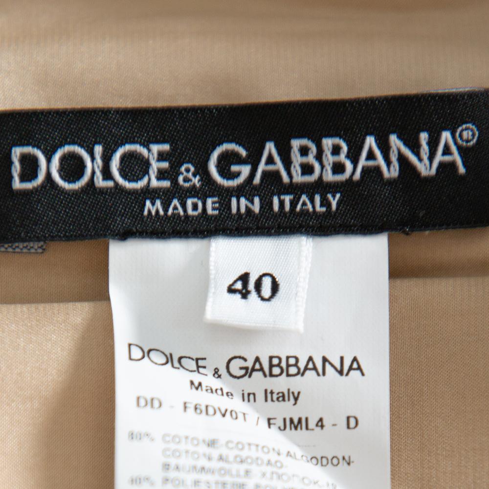 Women's Dolce & Gabbana Beige Textured Cotton Sleeveless Sheath Dress S