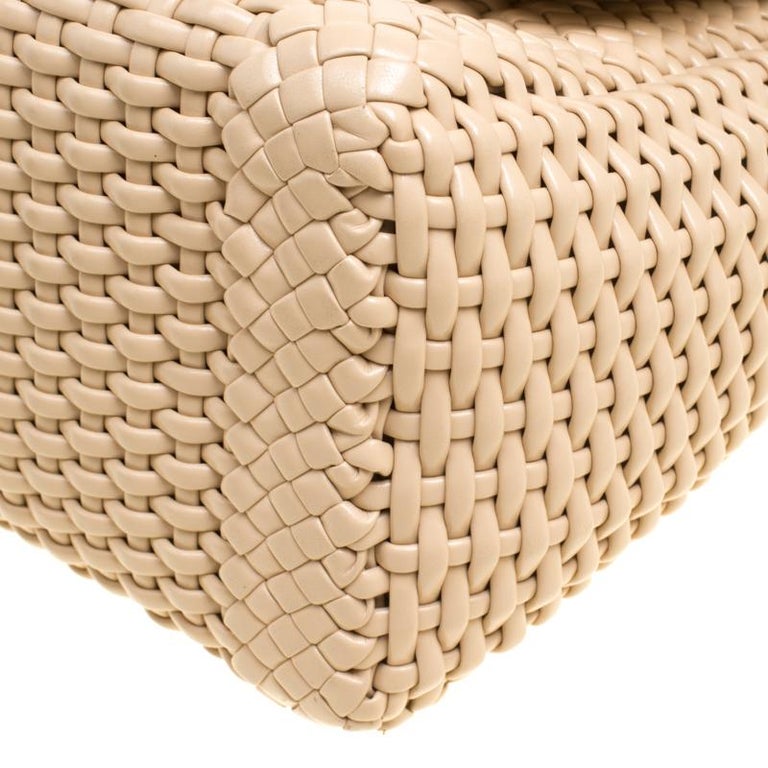 Dolce and Gabbana Beige Woven Leather Padlock Top Handle Bag For Sale ...