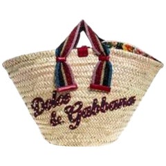Dolce & Gabbana Beige Woven Raffia Kendra Bucket Bag