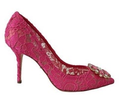 Dolce & Gabbana Bellucci Pumps Shoes Pink Lace Crystal Heels