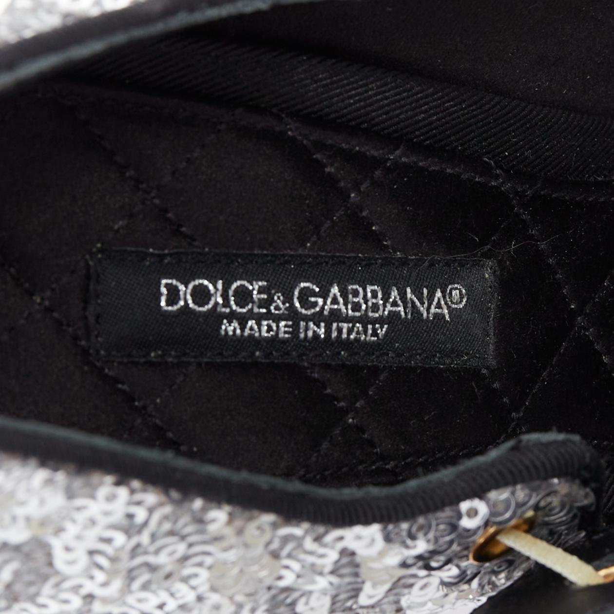 DOLCE GABBANA Bellucci  silver glitter rhinestone green velvet heels EU36 For Sale 5