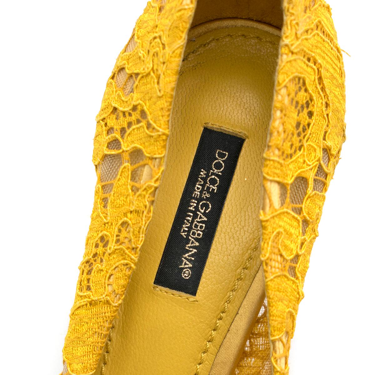 Dolce & Gabbana Bellucci Taormina Yellow Lace Pumps - Current Season SIZE 37.5 1