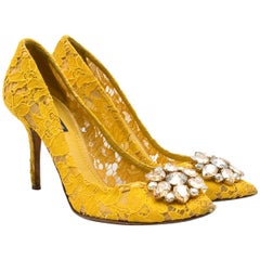 Dolce & Gabbana Bellucci Taormina Yellow Lace Pumps - Current Season SIZE 37.5