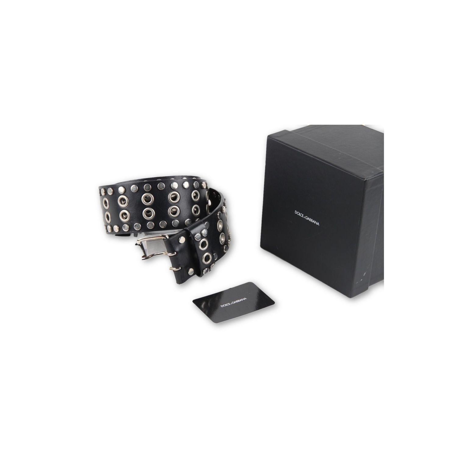 Dolce and Gabbana Belt with Studs and Grommets Size 42-90 For Sale