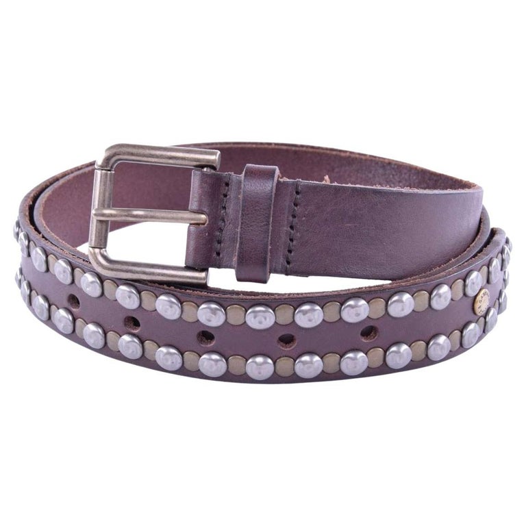 Dolce and Gabbana Belt with Studs Dark Brown 110 / Men For Sale at