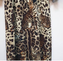 Dolce & Gabbana Belted Bengal Cat Print Cady Midi Dress