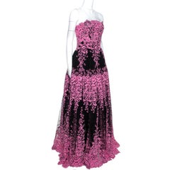 Dolce & Gabbana Bicolor Floral Embroidered Tulle Strapless Corset Gown S
