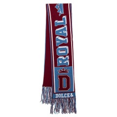 Dolce & Gabbana Bicolor Royal Love Fringed Intarsia Knit Scarf
