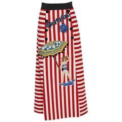 Dolce & Gabbana - Jupe longue rayée en coton embellie de rayures bicolores S