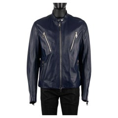 Dolce & Gabbana - Biker Leather Jacket w. Pockets Blue 52