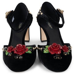 DOLCE & GABBANA black 2019 VALLY ROSE EMBELLISHED VELVET Pumps Shoes 39