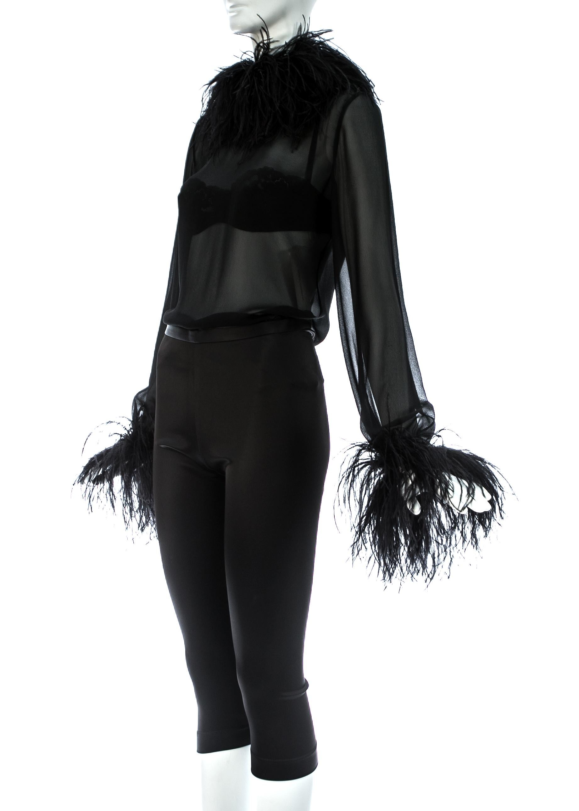 Black Dolce & Gabbana black 3-piece ensemble with ostrich feathers, A/W 1995 For Sale