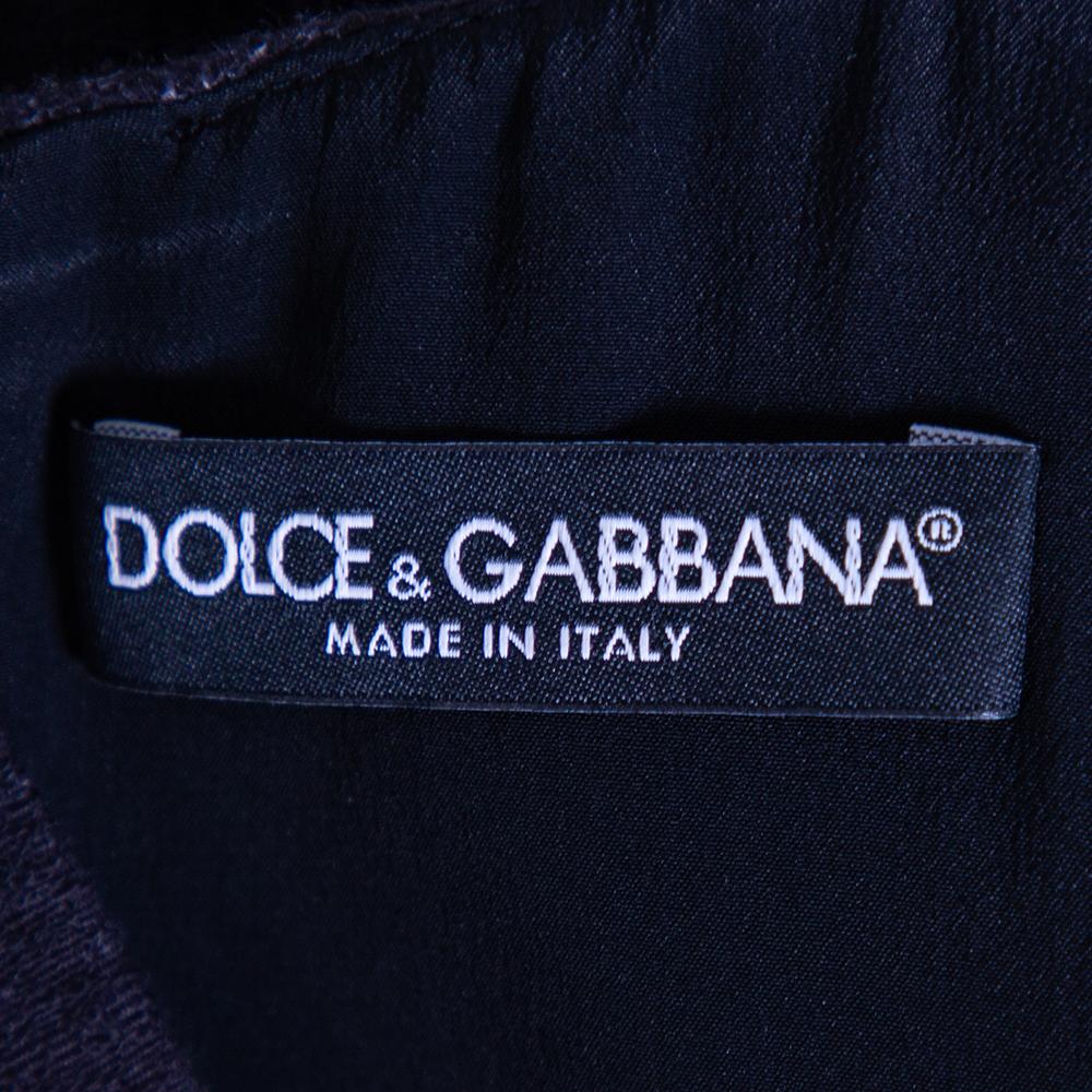 Dolce & Gabbana Black Acacia Printed Cotton Crystal Embellished Tunic Top M 1