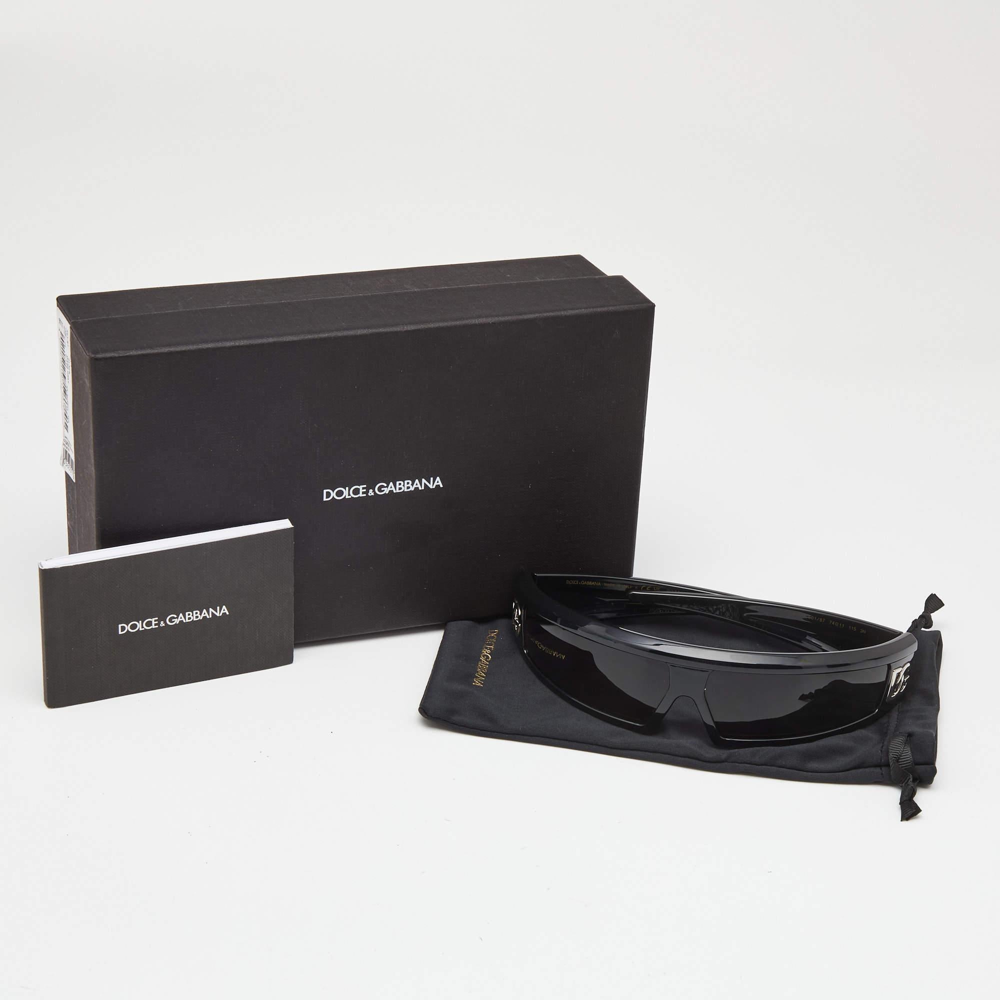 Occhiali da sole Dolce & Gabbana in acetato nero DG6181 Shield In condizioni ottime in vendita a Dubai, Al Qouz 2