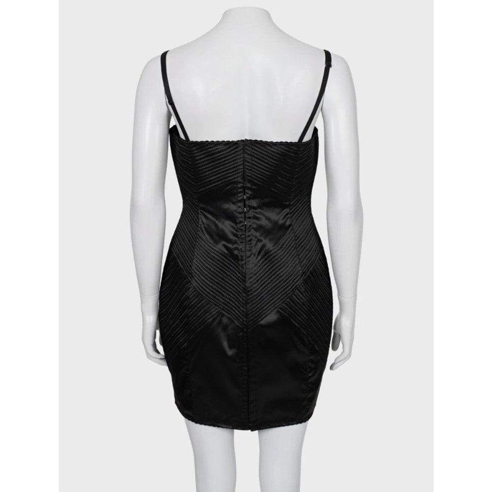 Noir Dolce & Gabbana Robe ajustée en acétate noir Sz.46 en vente