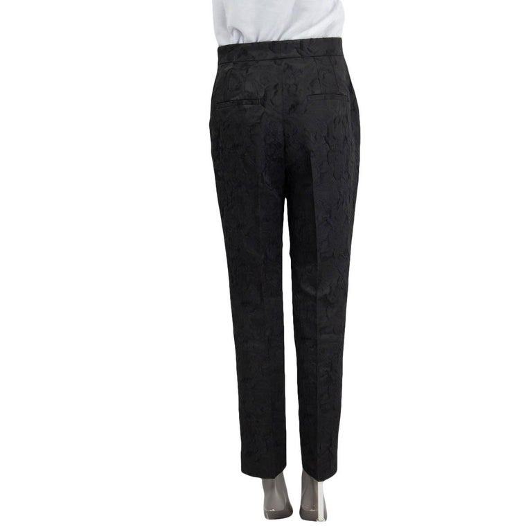DOLCE & GABBANA black acetate JACQUARD Dress Pants 42 M In Excellent Condition For Sale In Zürich, CH