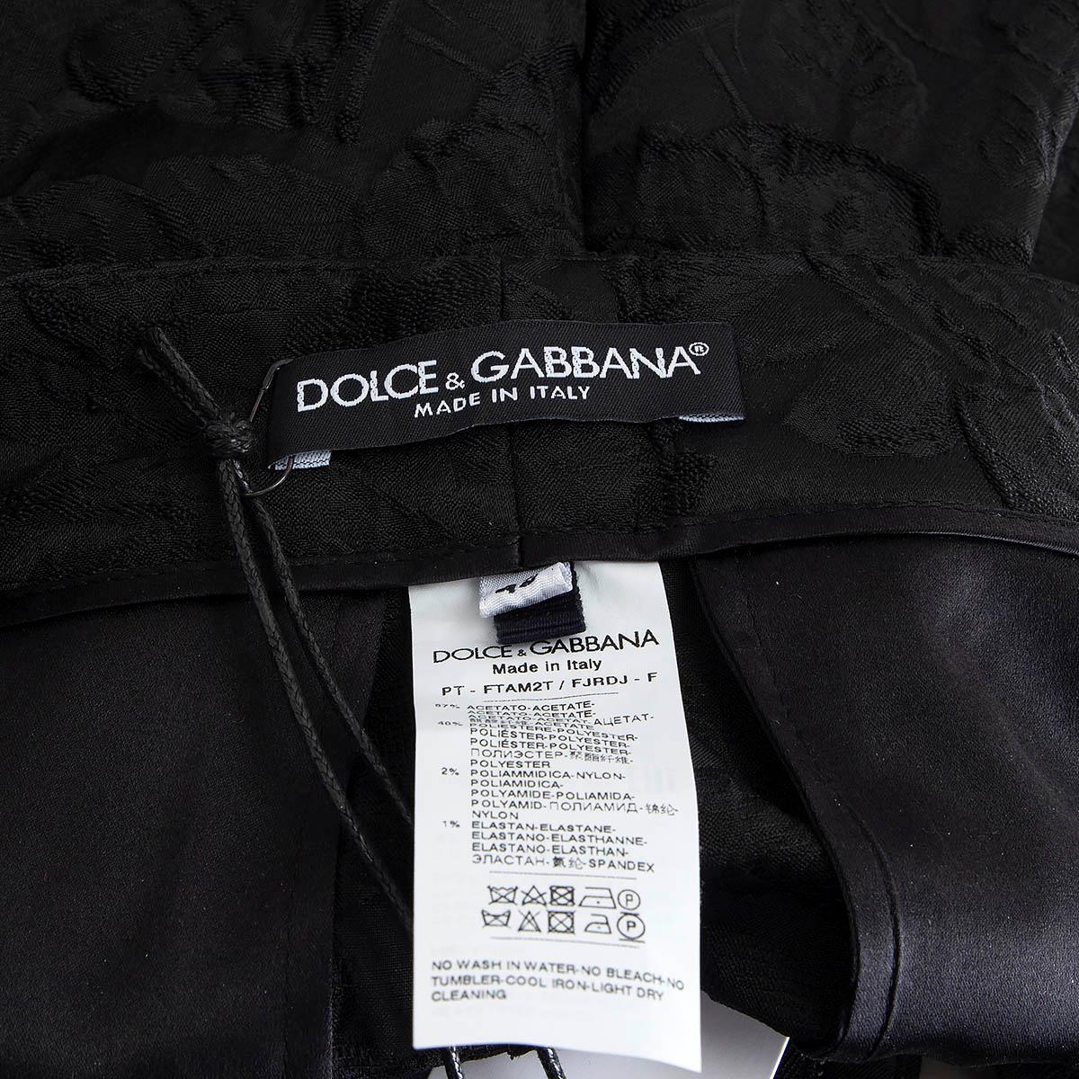 DOLCE & GABBANA black acetate JACQUARD Dress Pants 42 M In Excellent Condition In Zürich, CH