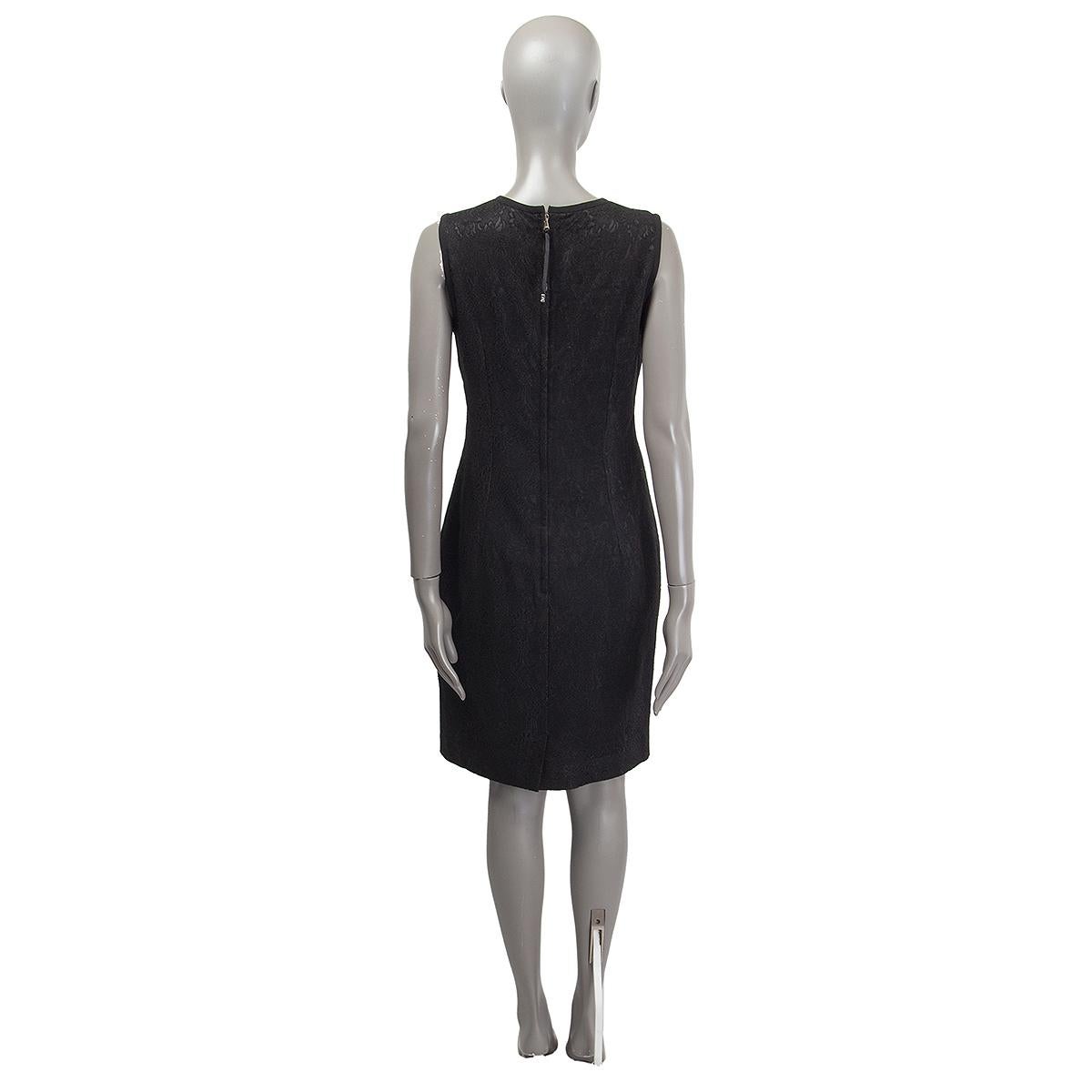 Black DOLCE & GABBANA black acetate SLEEVELESS JACQUARD SHEATH Dress 46 XL For Sale