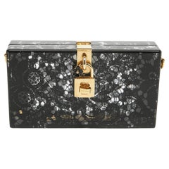 Used Dolce & Gabbana Black Acrylic Lace Dolce Box Clutch