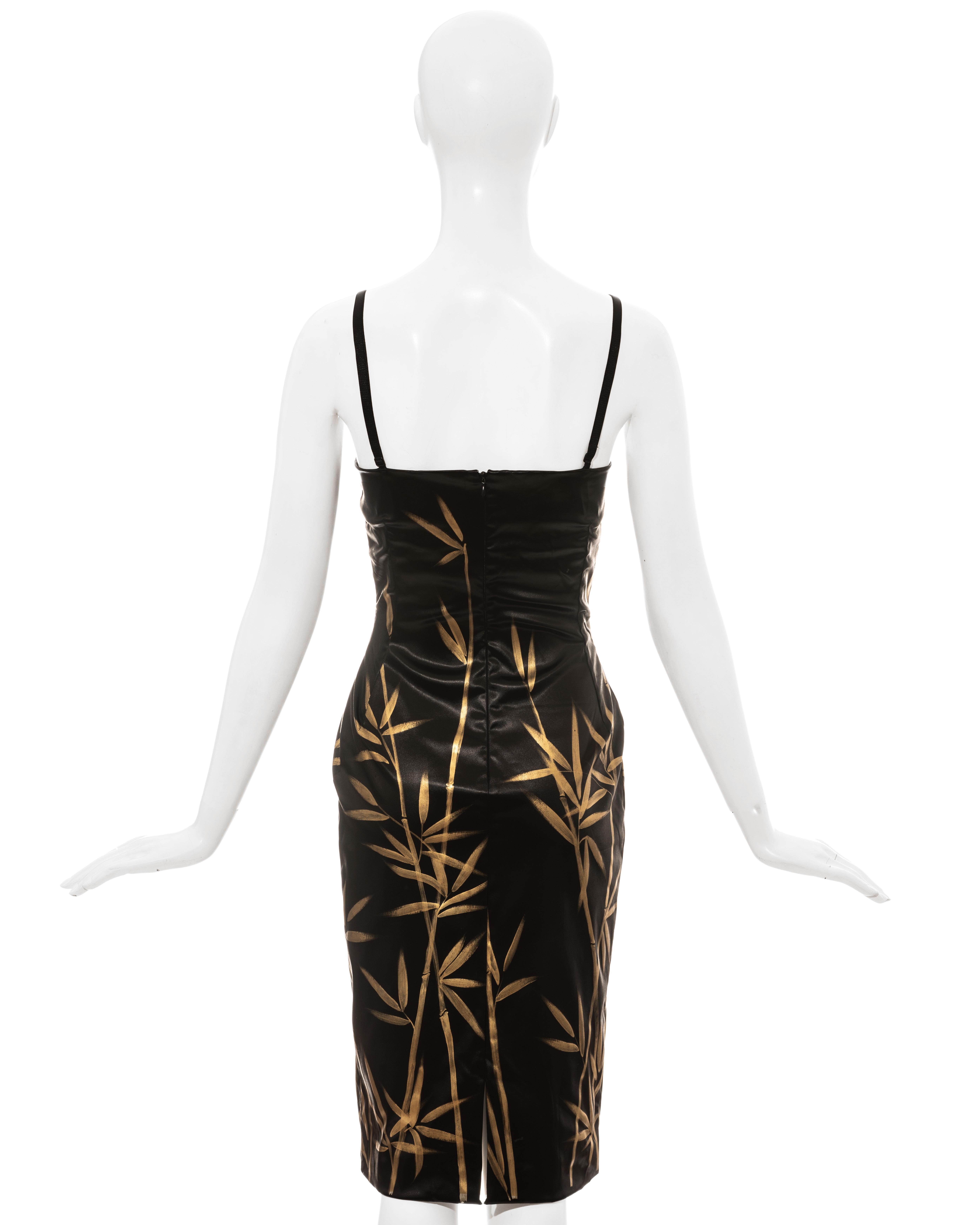 Dolce & Gabbana black and gold wet look evening dress, ss 1999 In Excellent Condition For Sale In London, GB