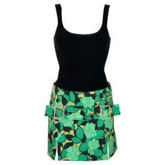 Dolce & Gabbana Black and Green Mini Skirt with Strass Buckles
