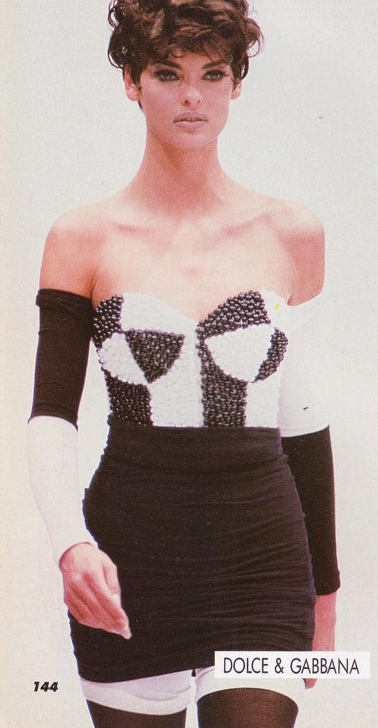 Black Dolce & Gabbana black and white checkered beaded corset top, ss 1991