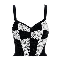 Dolce & Gabbana black and white chequered beaded corset top, ss 1991