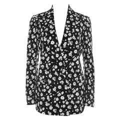 Dolce & Gabbana Black and White Floral Printed Crepe Tailored Blazer S