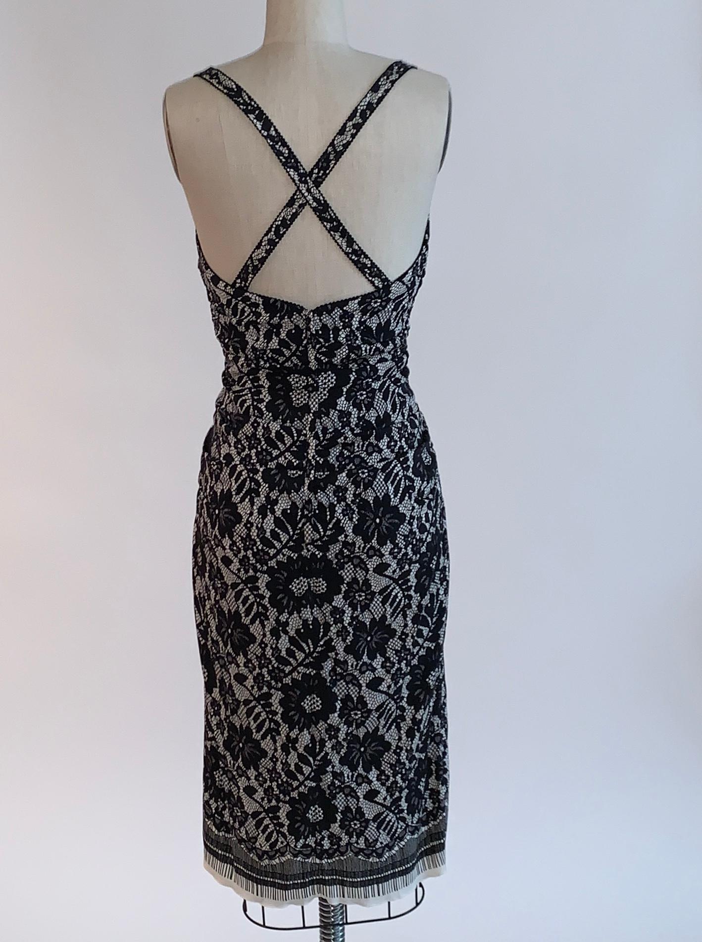 white silk dress with black lace