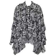 Dolce & Gabbana Black and White Tweed Poncho Cape