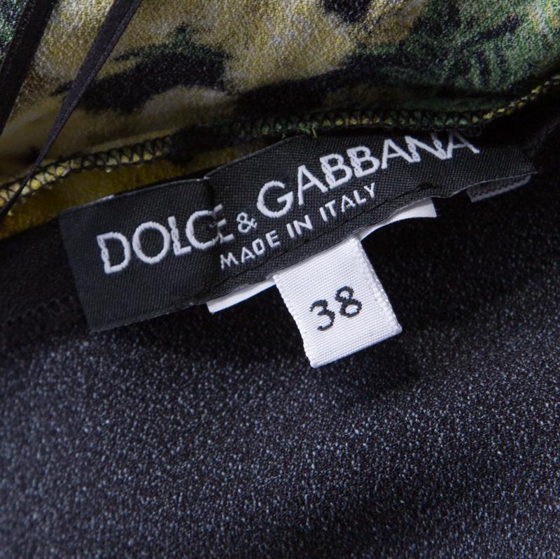 Women's Dolce & Gabbana Black and Yellow Floral Acacia Print Long Sleeve Top S